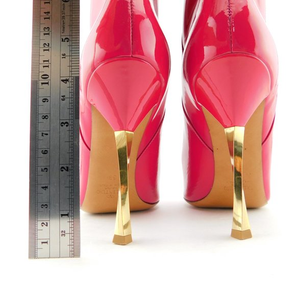 VALENTINO Dark Hot Pink Patent Metal Heel Booties 39 - Picture 7 of 11